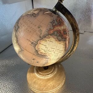 Vintage Style Globe with Wooden Base